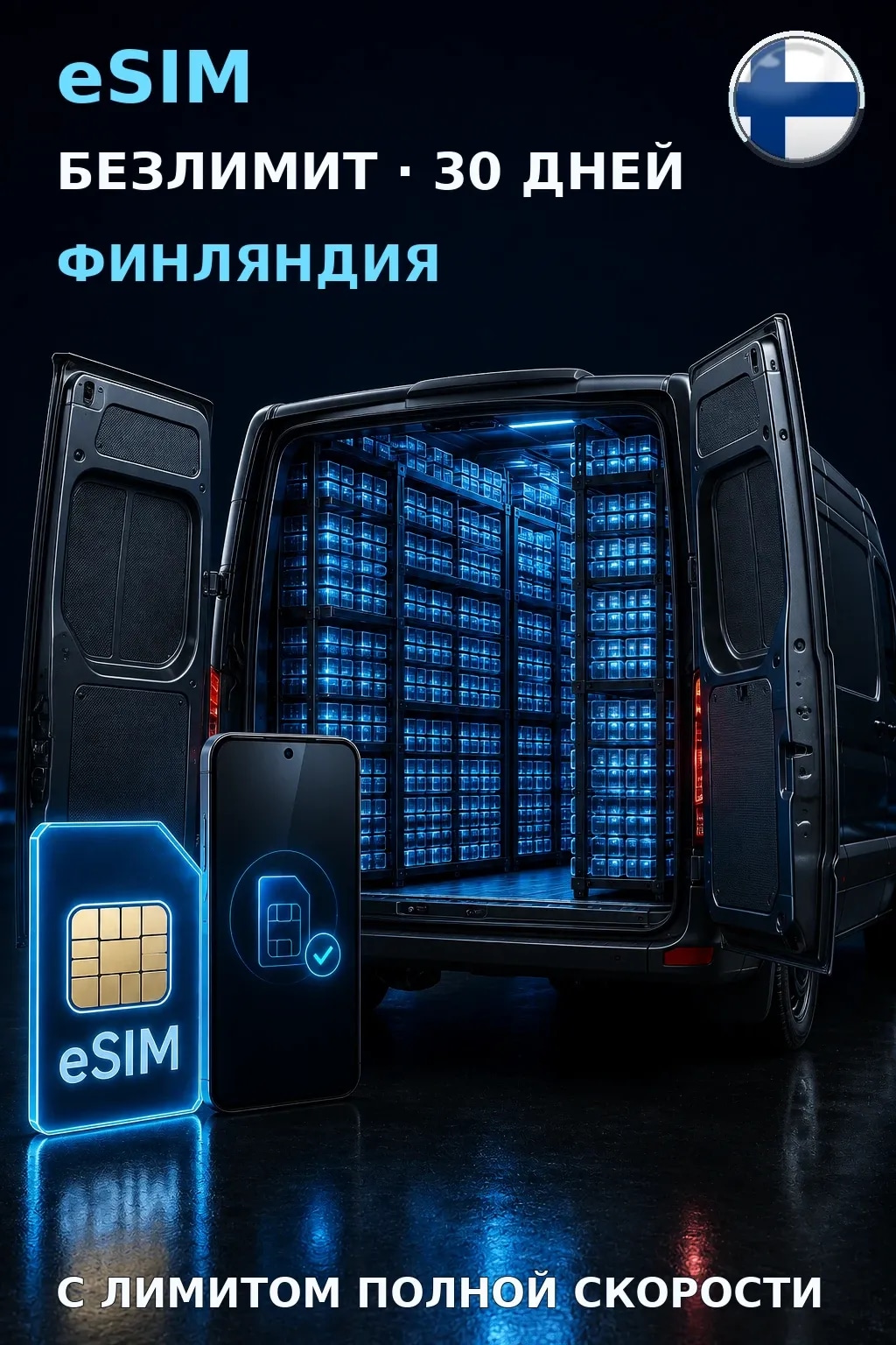 eSIM Финляндия — БЕЗЛИМИТ, 30 дней — интернет