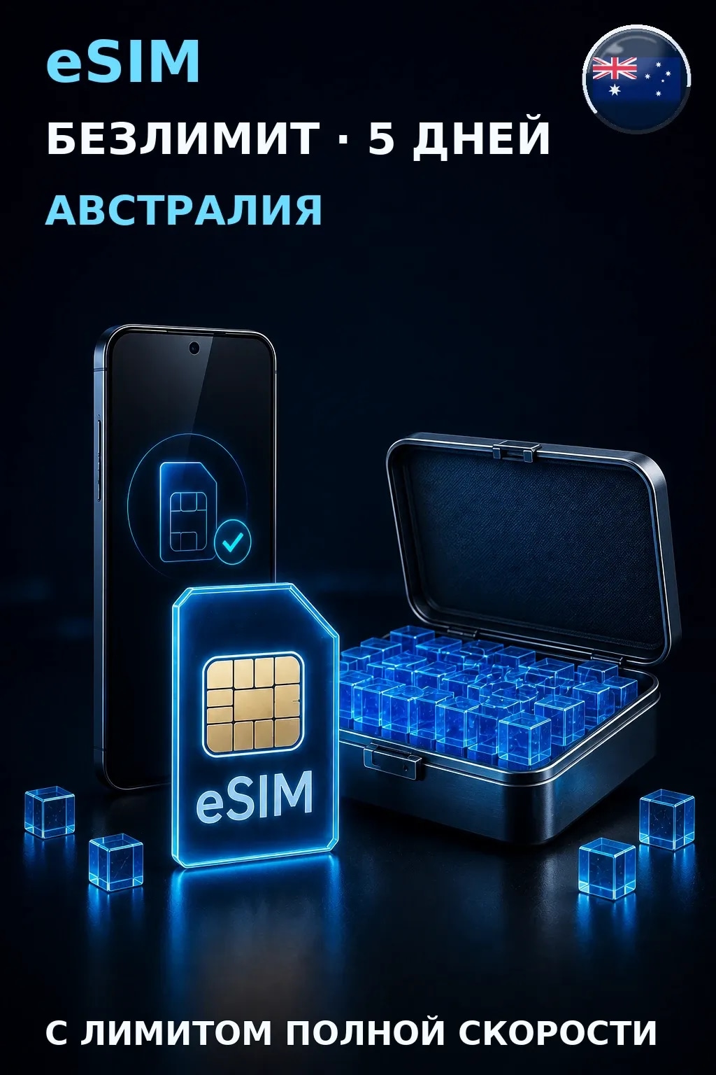 eSIM Австралия — БЕЗЛИМИТ, 5 дней — интернет