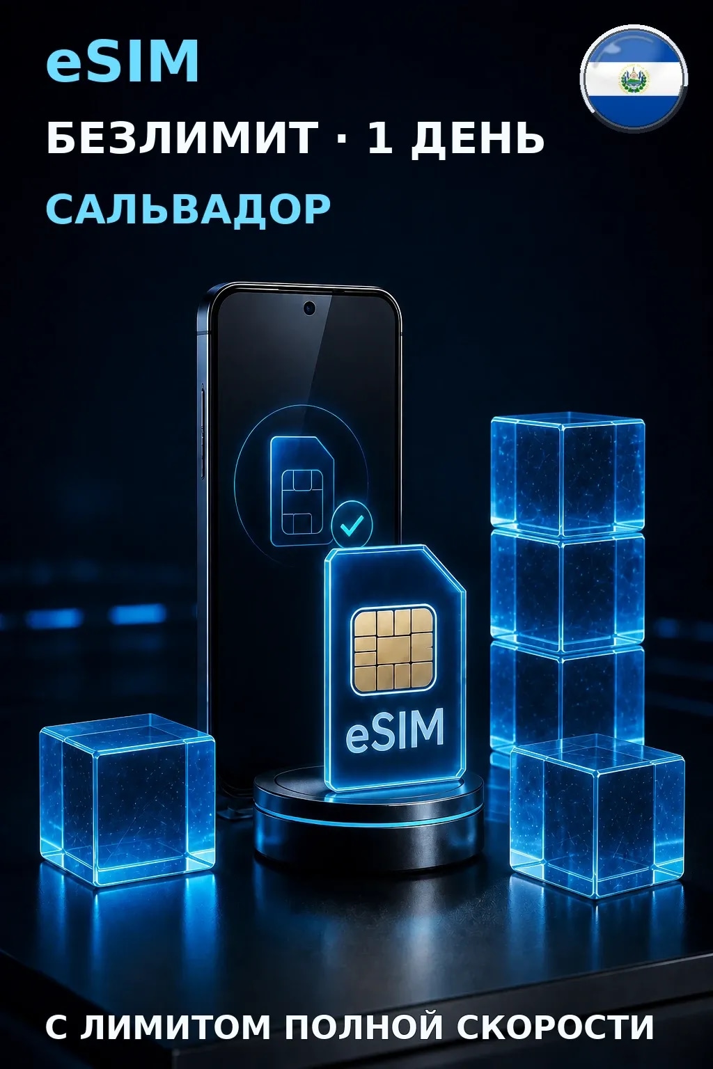 eSIM Сальвадор — БЕЗЛИМИТ, 1 день — интернет