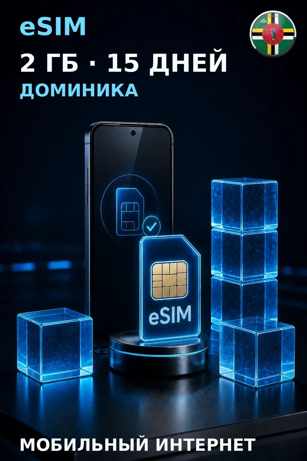 eSIM Доминика — 2 ГБ, 15 дней — интернет