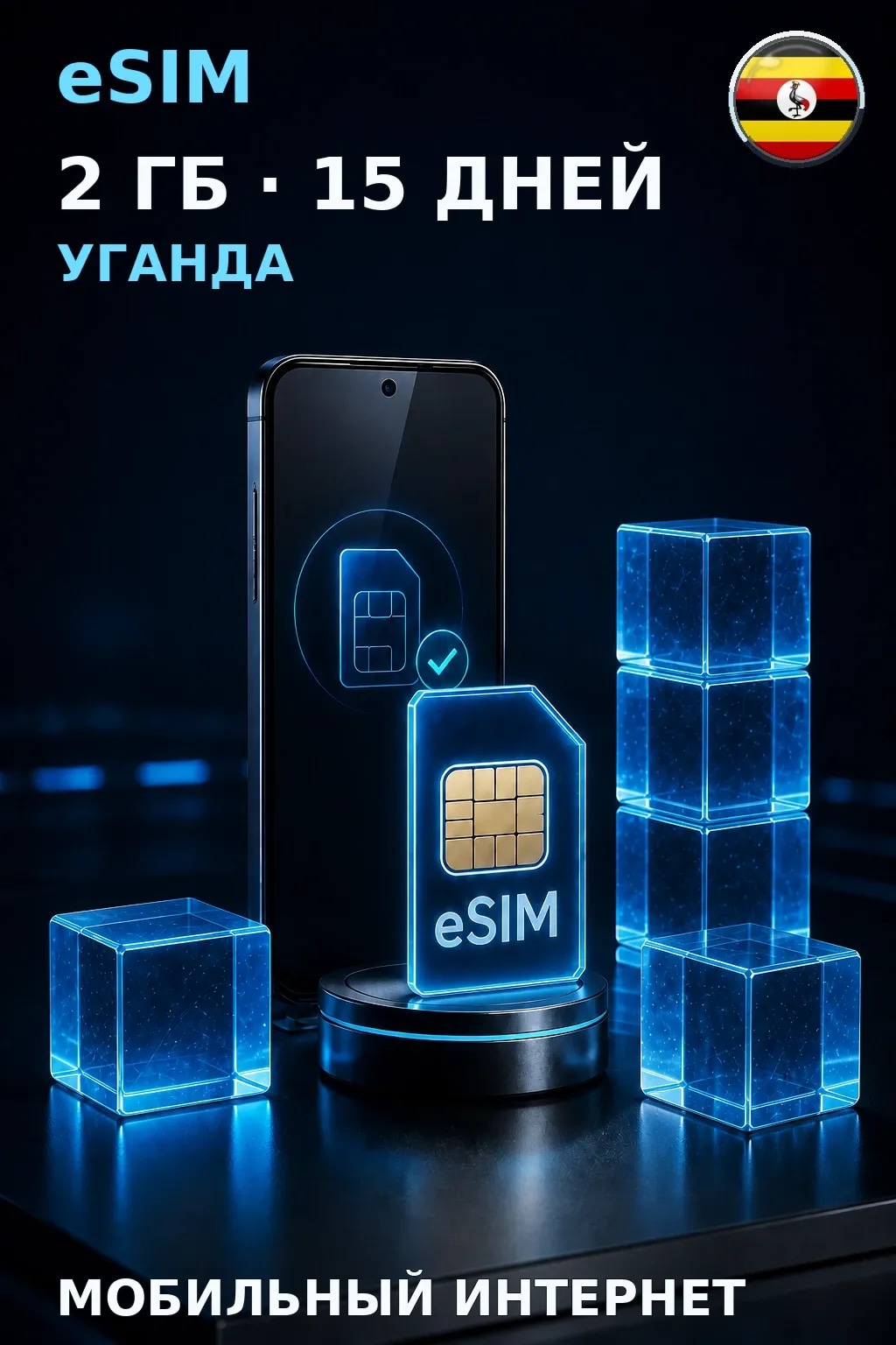 eSIM Уганда — 2 ГБ, 15 дней — интернет