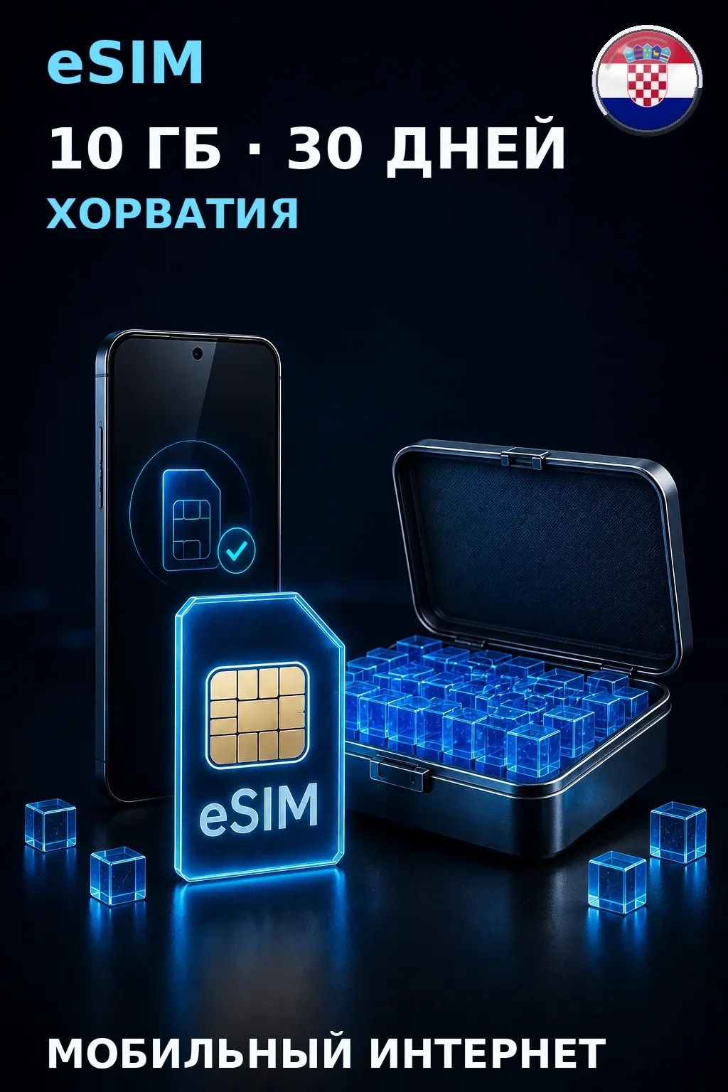 eSIM Хорватия — 10 ГБ, 30 дней — интернет