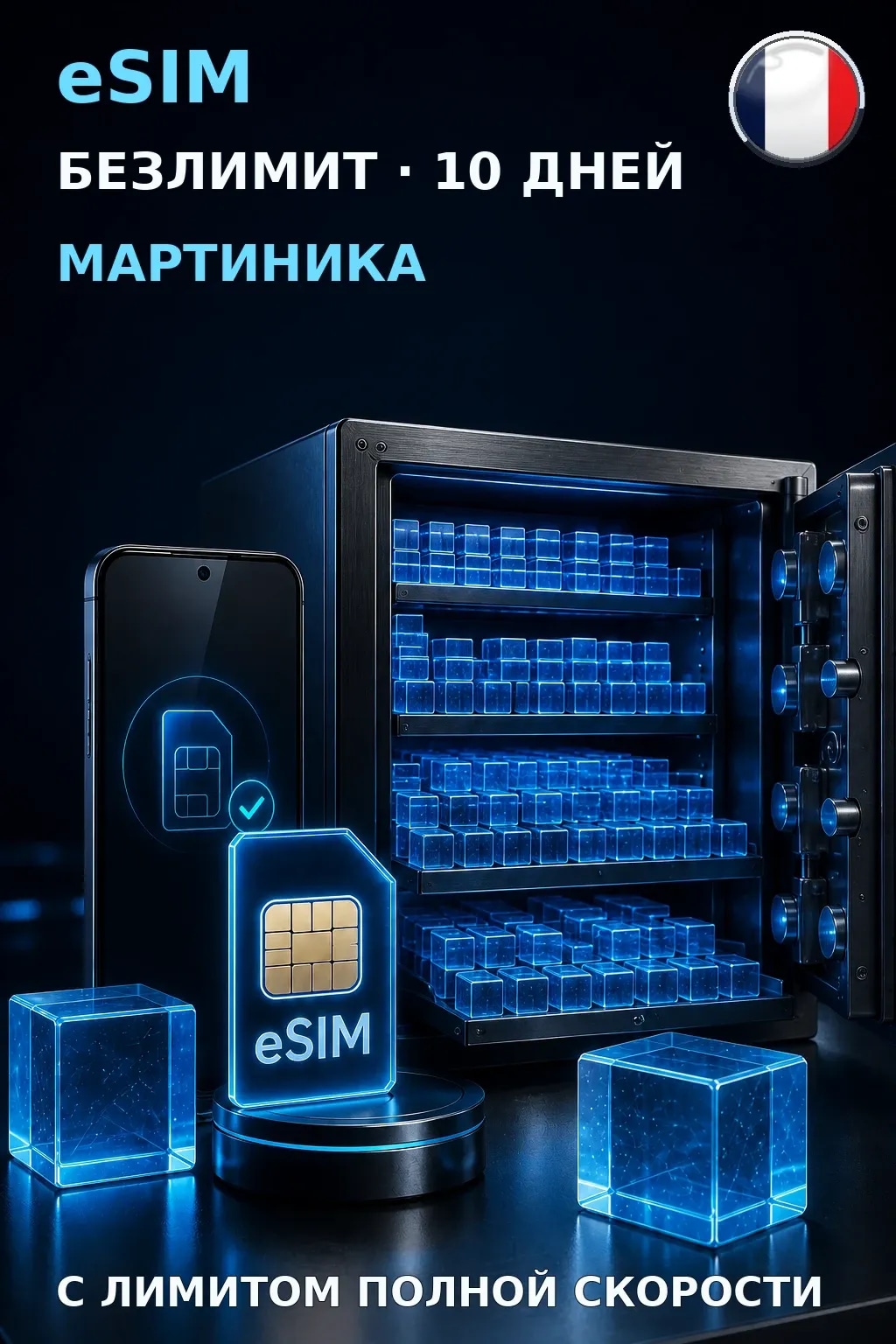 eSIM Мартиника — БЕЗЛИМИТ, 10 дней — интернет