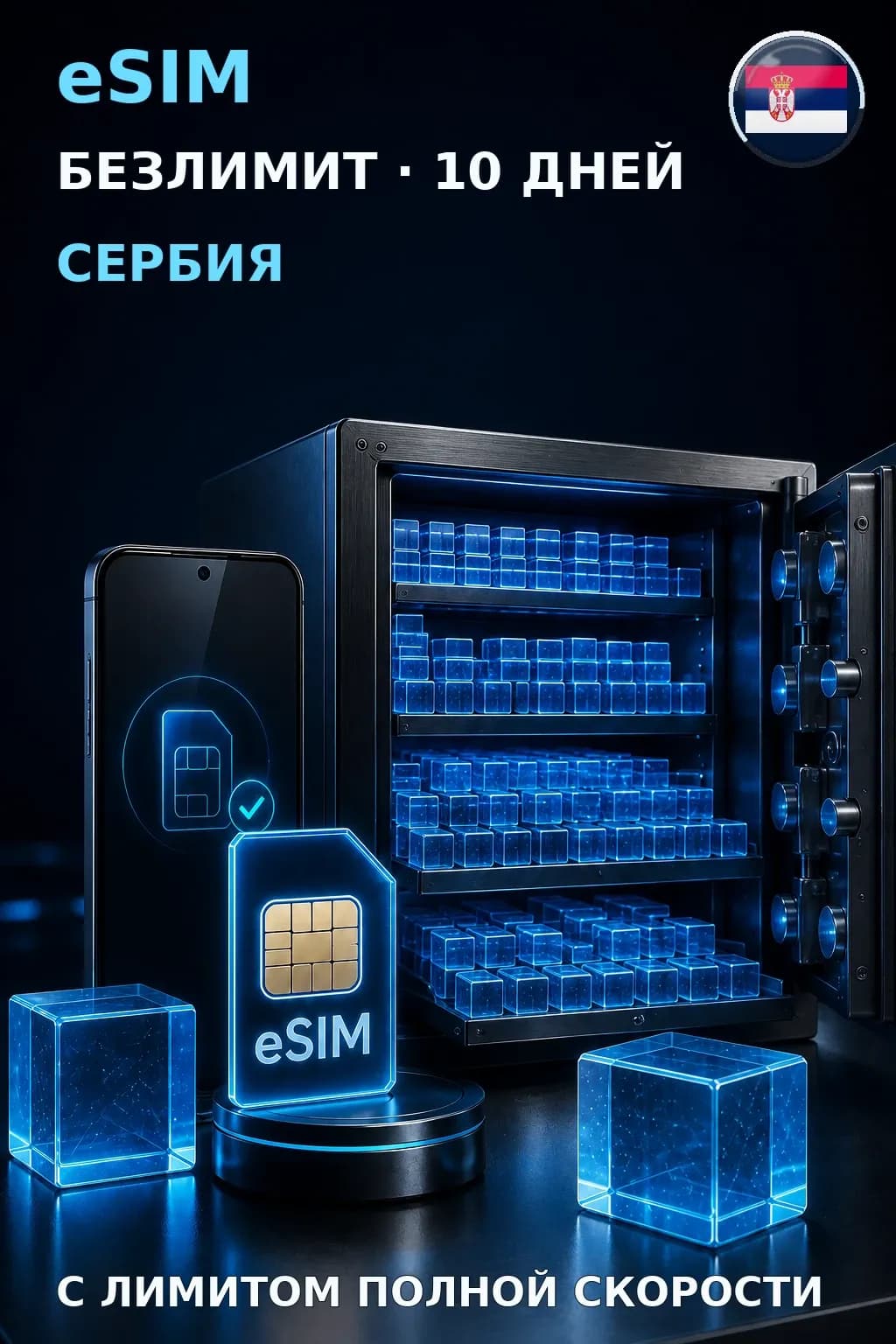 eSIM Сербия — БЕЗЛИМИТ, 10 дней — интернет