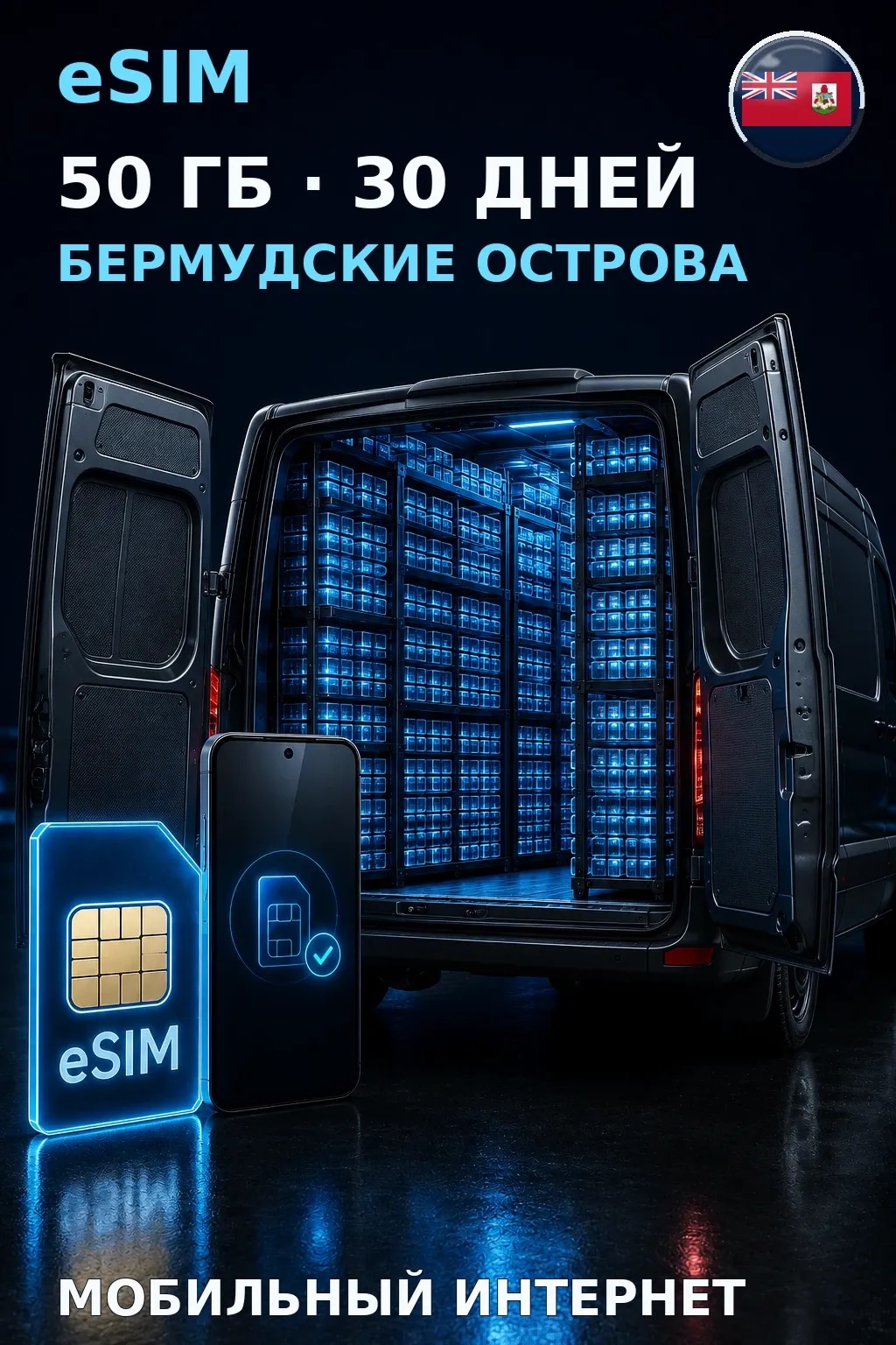 eSIM Бермудские Острова — 50 ГБ, 30 дней — интернет