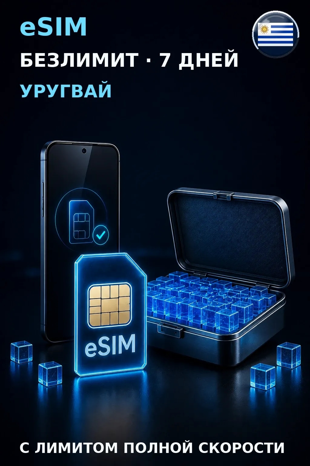 eSIM Уругвай — БЕЗЛИМИТ, 7 дней — интернет