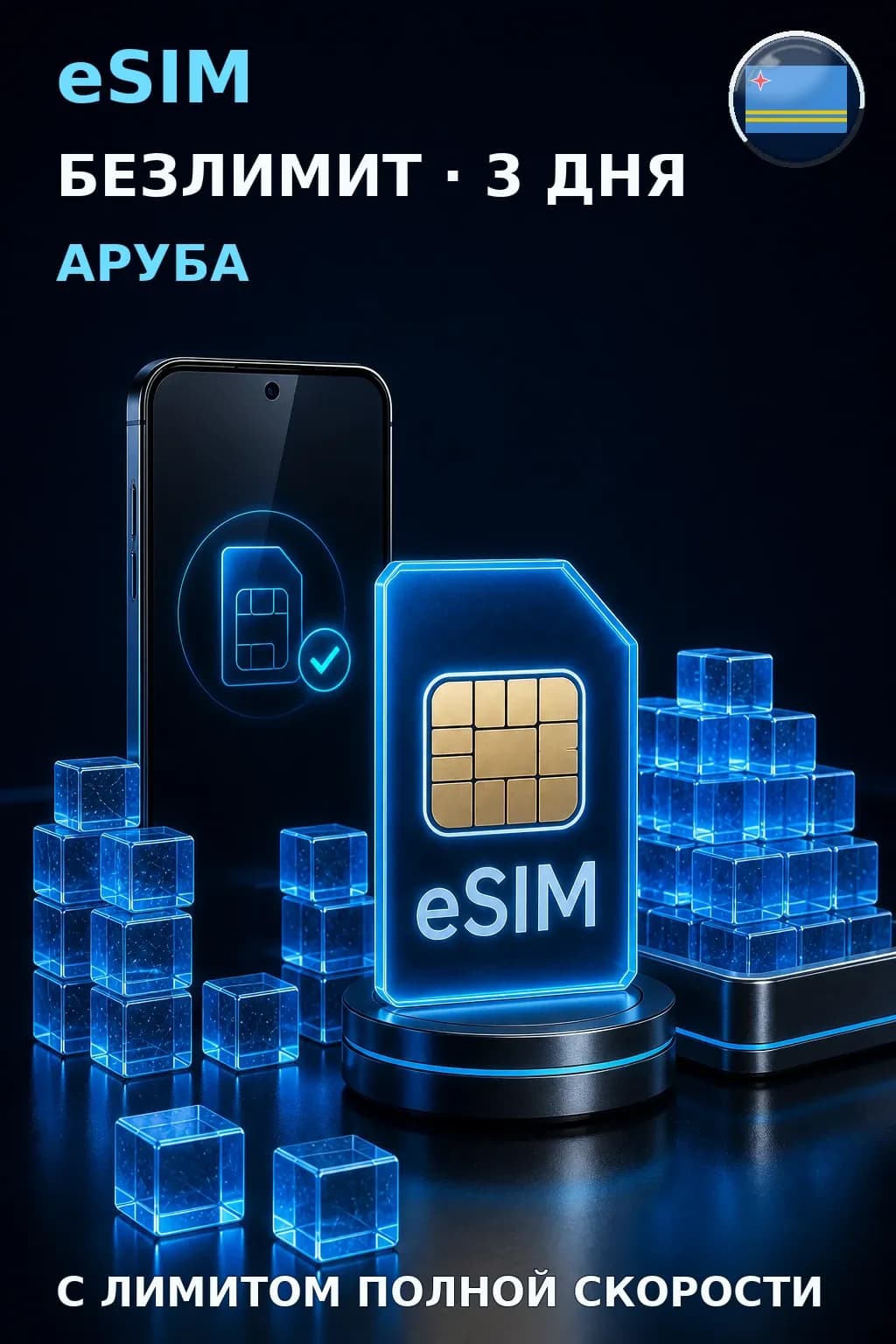 eSIM Аруба — БЕЗЛИМИТ, 3 дня — интернет