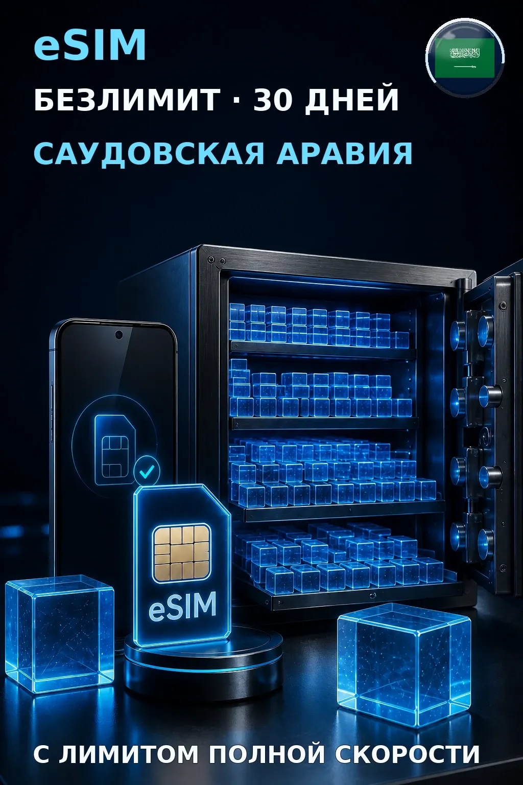 eSIM Саудовская Аравия — БЕЗЛИМИТ, 30 дней — интернет