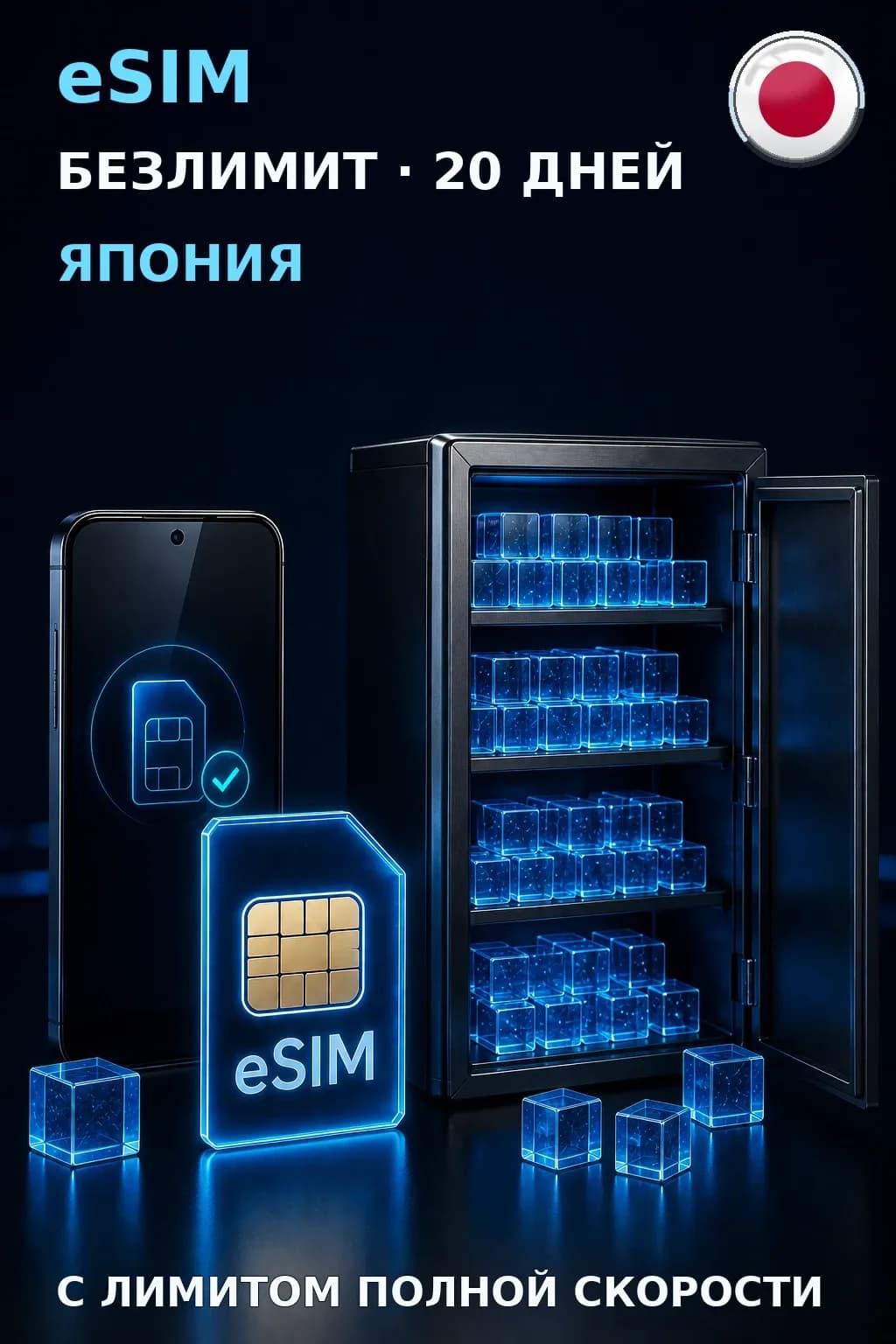 eSIM Япония — БЕЗЛИМИТ, 20 дней — интернет