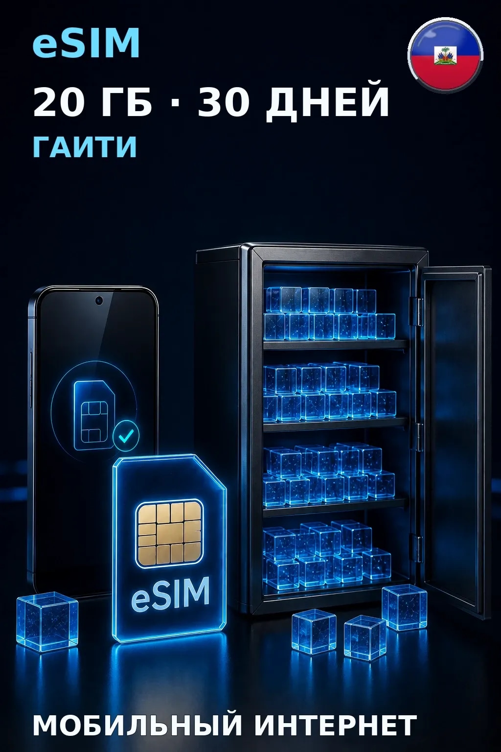 eSIM Гаити — 20 ГБ, 30 дней — интернет