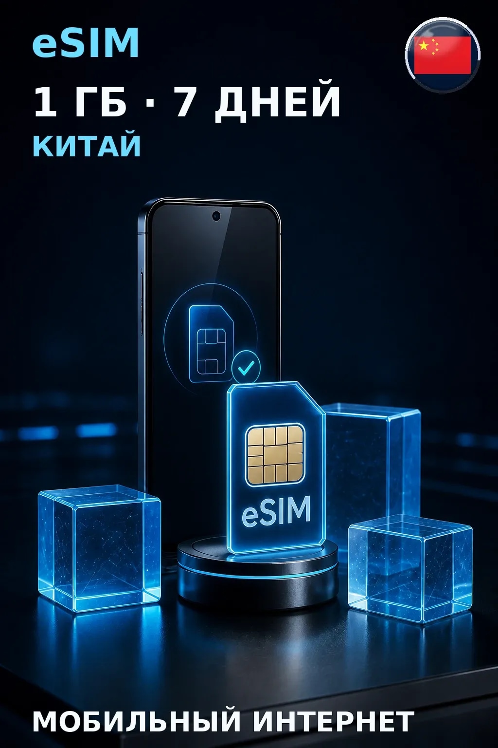 eSIM Китай — 1 ГБ, 7 дней — интернет
