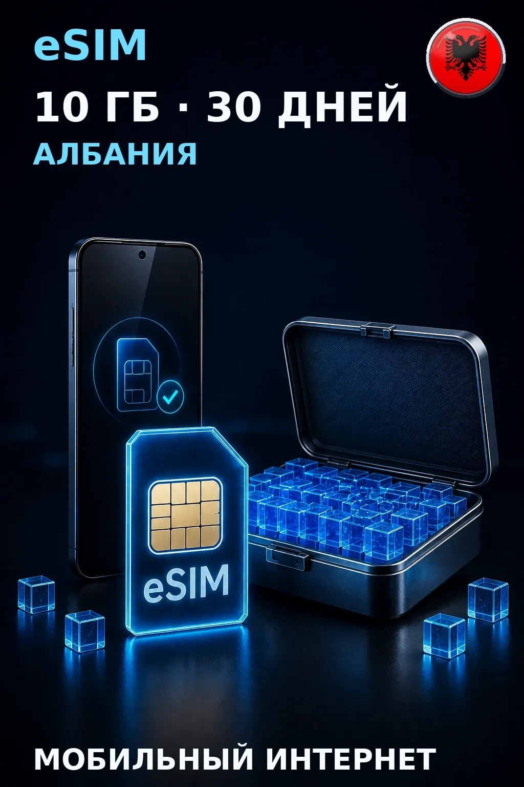 eSIM Албания — 10 ГБ, 30 дней — интернет