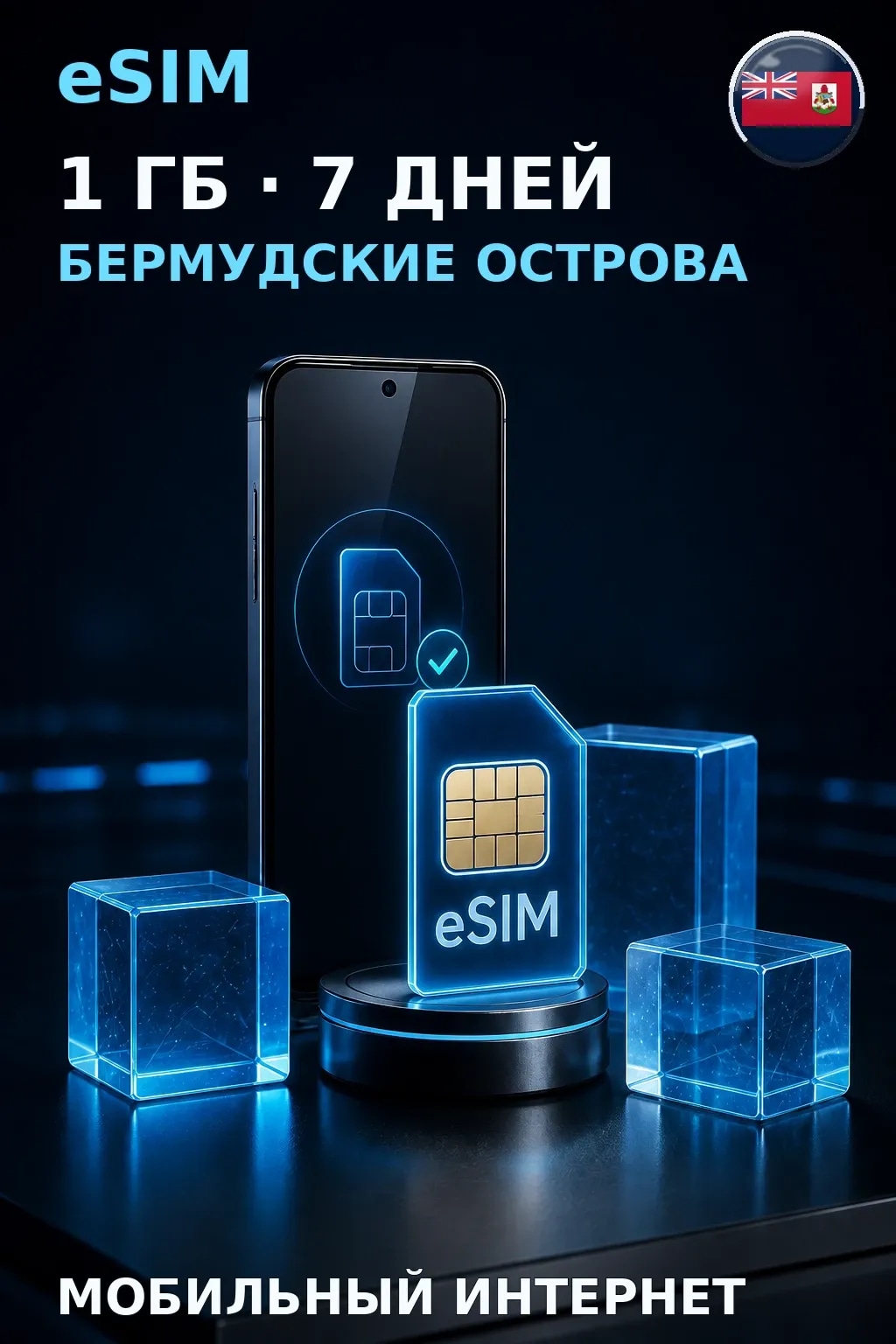 eSIM Бермудские Острова — 1 ГБ, 7 дней — интернет