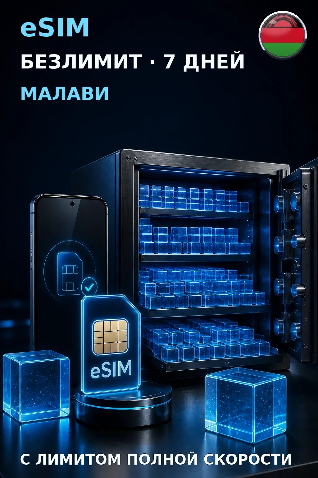eSIM Малави — БЕЗЛИМИТ, 7 дней — интернет