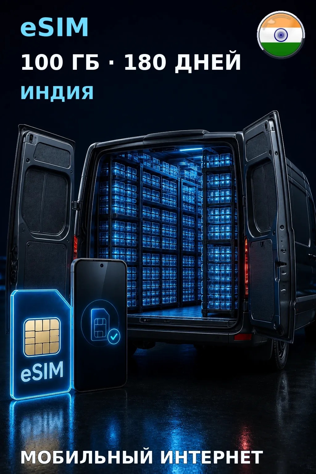 eSIM Индия — 100 ГБ, 180 дней — интернет