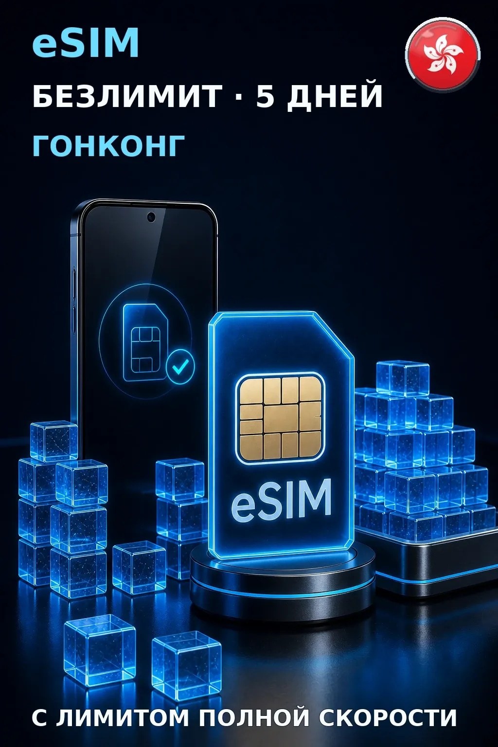 eSIM Гонконг — БЕЗЛИМИТ, 5 дней — интернет