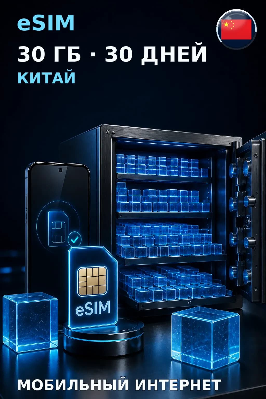 eSIM Китай — 30 ГБ, 30 дней — интернет