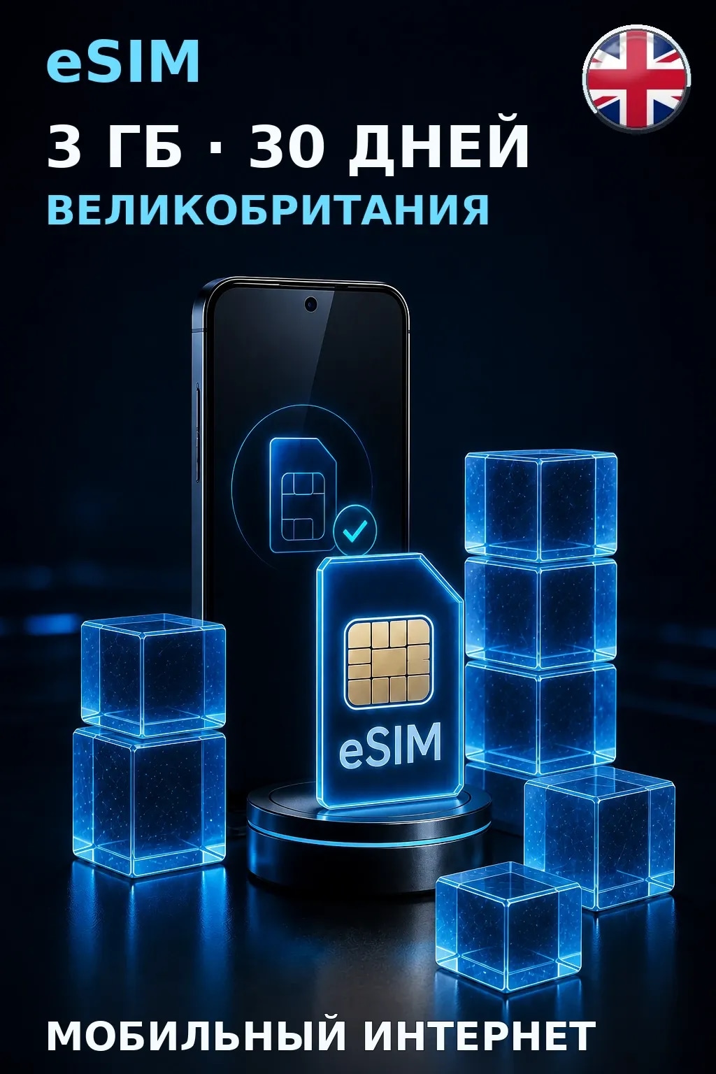 eSIM Великобритания — 3 ГБ, 30 дней — интернет
