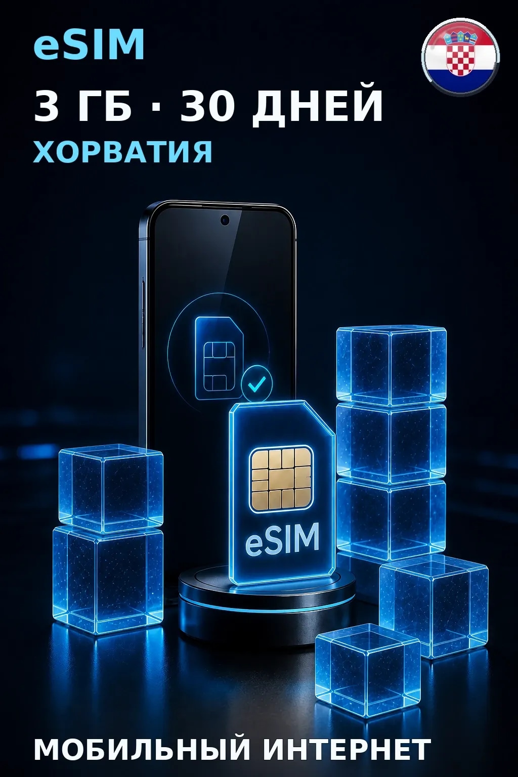 eSIM Хорватия — 3 ГБ, 30 дней — интернет